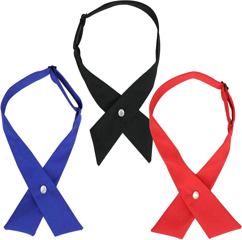 Sun-Trade Adjustable Women Girls School Uniform Tie, Uniform Cross Tie for Girls Cross Neck Tie, 3 PCS - Image 2
